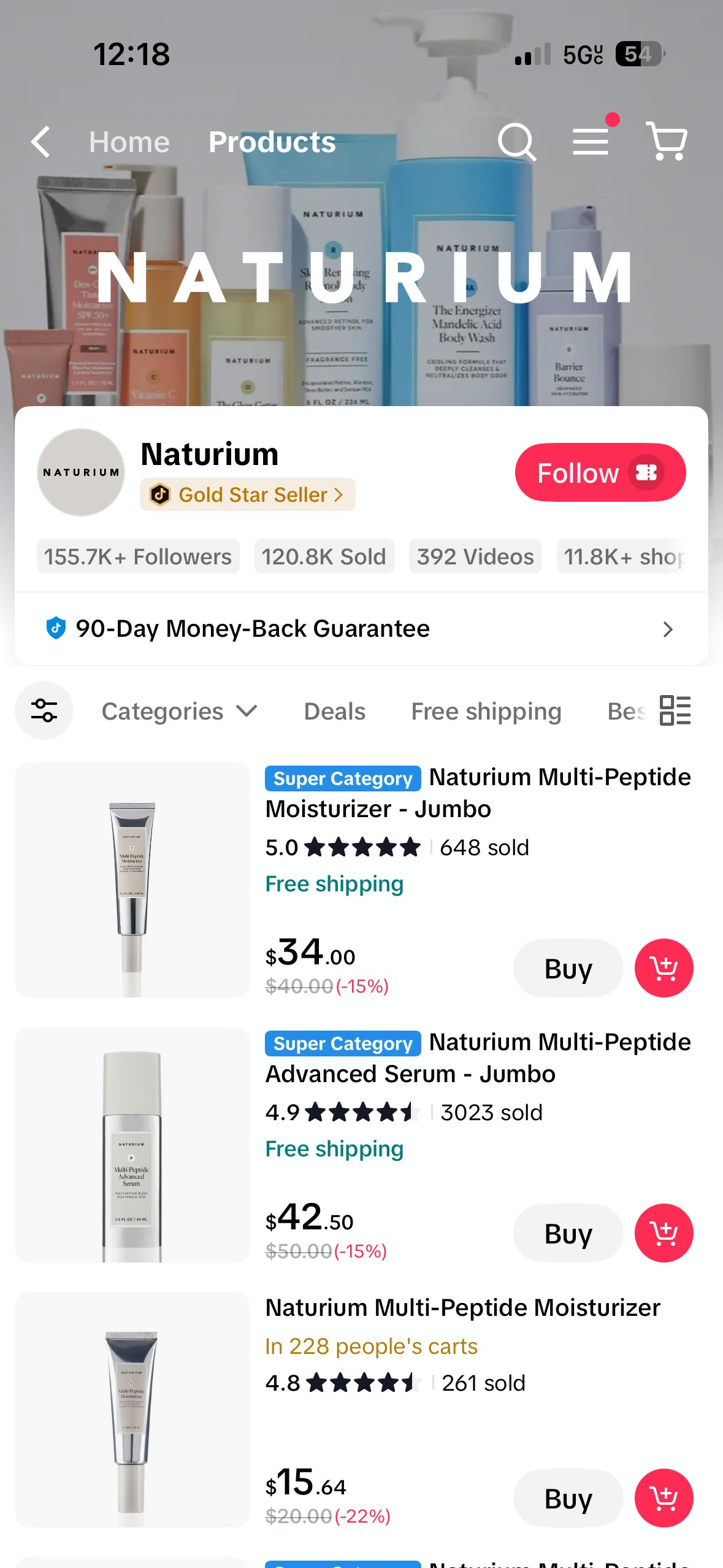 TikTok Shop store page