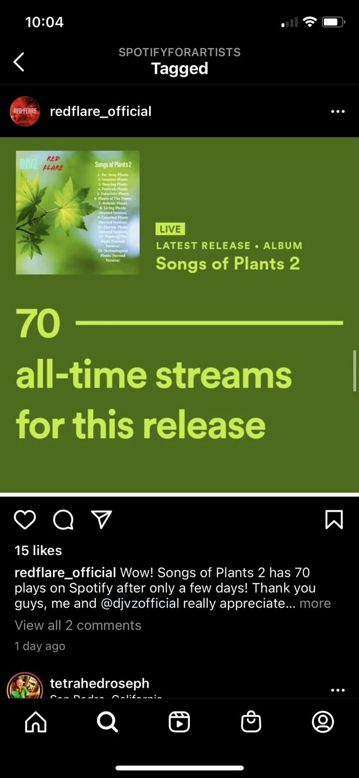 Artist sharing 70 streams milestone