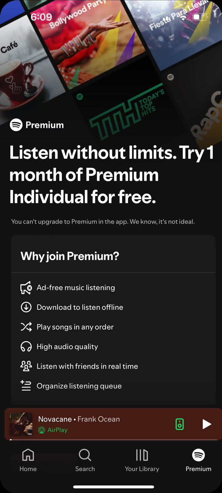 The Premium tab in 2024 — redesigned but still there