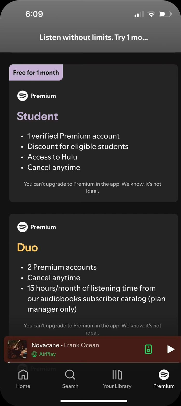 Student and Duo plans with disclaimer
